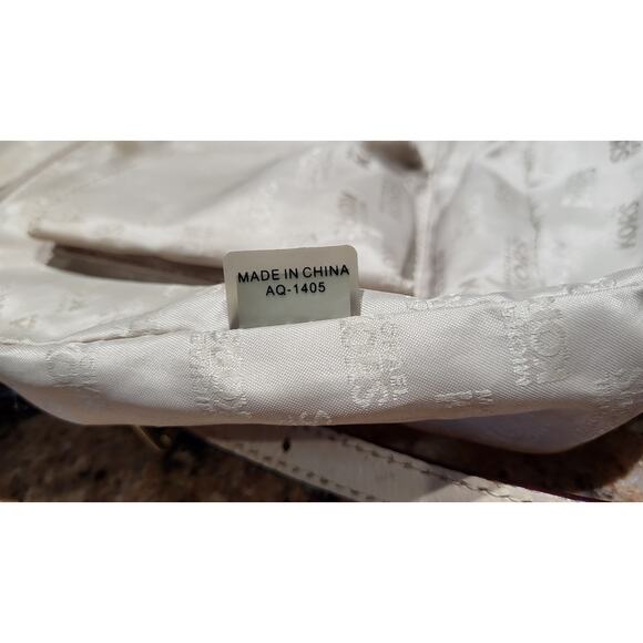 Michael Kors Gray Leather Satchel Handbag Purse Gold Hardware - Picture 14 of 15